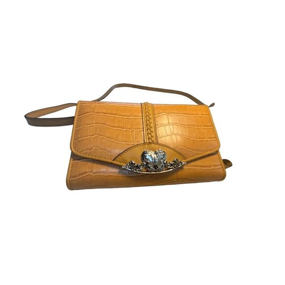 Bueno Tan Crossbody Wallet Purse Shoulder Bag Butterfly Embossed Gator Croc 2in1 - Picture 1 of 11